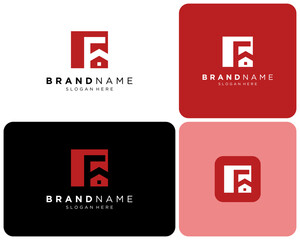 Letter F Home House Real Estate Residential Mortgage Property Vector Logo Design Illustration