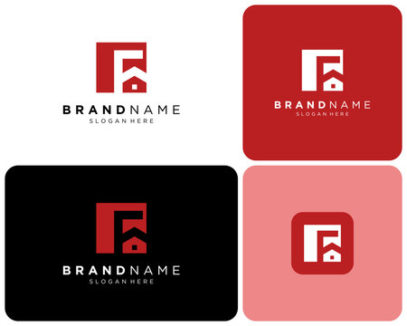 Letter F Home House Real Estate Residential Mortgage Property Vector Logo Design Illustration