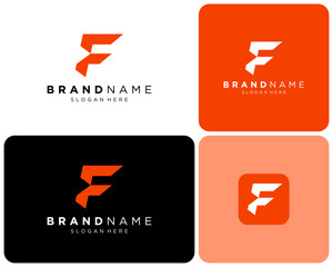 Initial Letter F Monogram Modern Geometric Sharp Minimal Futuristic Vector Logo Design Illustration