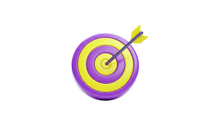 3D Target with arrow in the bullseye on transparent background