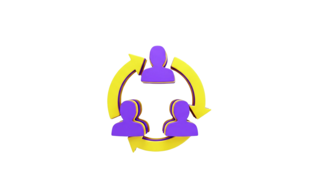 3D Teamwork and Collaboration Icon with Arrows on transparent background - Powered by Adobe