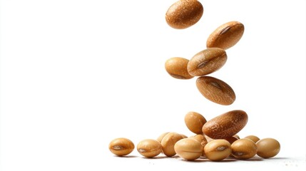 Obraz premium Soybeans levitate isolated on a white background.