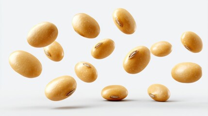 Obraz premium Soybeans levitate isolated on a white background.