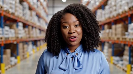 Professional woman in warehouse logistics distribution supply chain management