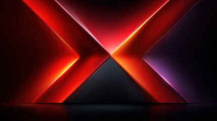 Abstract geometric background featuring sharp angles and vibrant red and purple lighting effects with a sleek dark base for creative designs