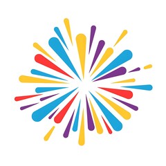 Radiant Rainbow Firework Burst &mdash; Vibrant Celebration Icon Perfect for Festivals, Holidays and Joyful Digital Content Across Platforms