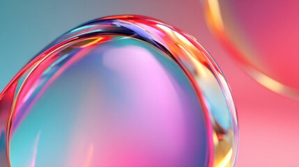 Holographic Glass Sphere with Rainbow Gradient Background