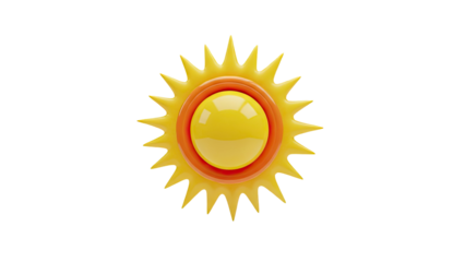 3D Glossy 3D Sun Icon on transparent background