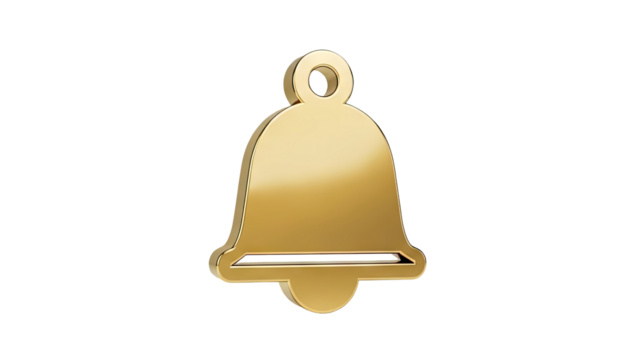 3D Golden bell icon on transparent background - Powered by Adobe