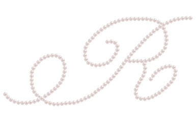 White Pearls Alphabet Letter R Luxury Text Design Vector Illustration.