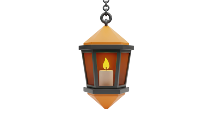 Hanging Lantern with Candle on transparent background