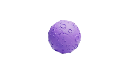 Purple Moon with Craters 3D Render on transparent background