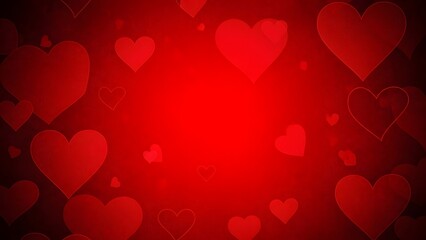 Red heart background with various sized hearts on a gradient background