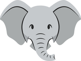 Fototapeta premium Cartoon Gray Elephant Head Illustration