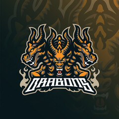 Dragon mascot logo design vector. Angry dragon illustration for sports and esport team.