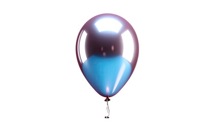 Metallic balloon in two-tone blue and silver, floating against black