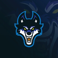 Wolf mascot logo design vector. Wolf head illustration for sport and esport team.