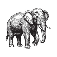 Fototapeta premium Standing Elephant Vintage Engraving Art