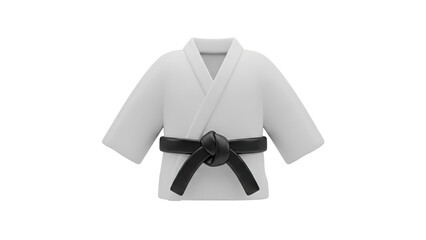 Karate uniform with black belt on transparent background