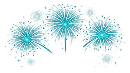 Vibrant fireworks explode in the night sky, creating a festive atmosphere with pink and colorful lights.