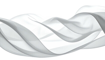 Flowing, ethereal white fabric floating against a transparent background