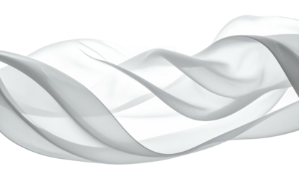 Flowing, ethereal white fabric floating against a transparent background