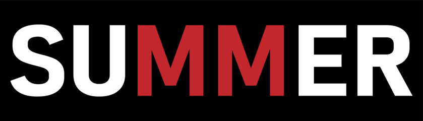 Fototapeta premium White and red lettering SUMMER text on black background