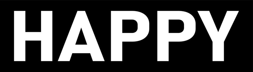 white on black lettering happy sticker