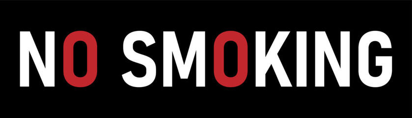 &ldquo;No Smoking&rdquo; sticker text displayed in clear, bold typography on a solid background. Prohibitory signage indicating smoking is not allowed in the area.