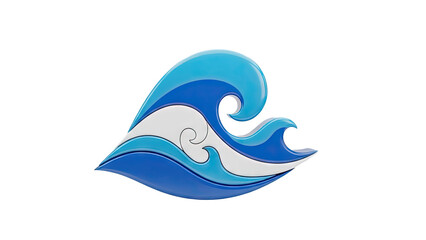 Obraz premium Stylized Blue Waves Logo Design on transparent background