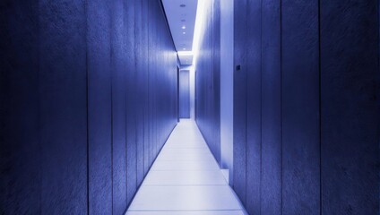 Eerie Blue Hallway - A Modern Architectural Perspective.