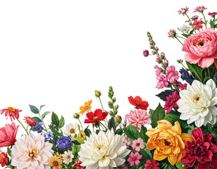 Vibrant floral arrangement in full bloom against a deep black background