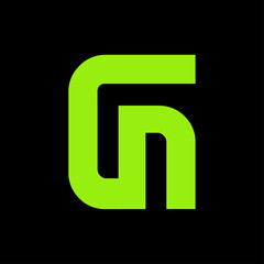 Modern Geometric Letter GN Monogram Logo, Minimalist Bold Lime Green Branding Icon Vector.