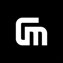 Modern Geometric Letter GM Monogram Logo, Minimalist Bold White Branding Icon Vector.