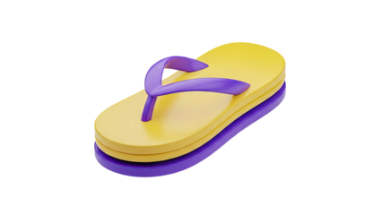 Yellow and purple flip flops transparent background