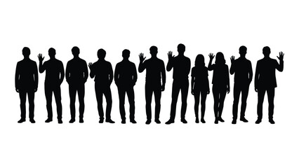 A line of people waving captured in a striking black silhouette © Juma