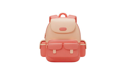 Pink and Beige 3D Backpack on transparent background