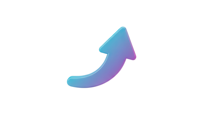 3D Gradient Arrow Pointing Up on transparent background