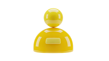 3D Yellow abstract figure icon on transparent background