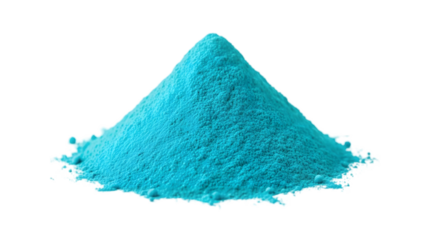 Glowing turquoise powder or substance in a triangular pile