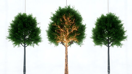 green technology concept of a tree with a glowing circuit board representing sustainable digital innovation for a better eco-friendly future.