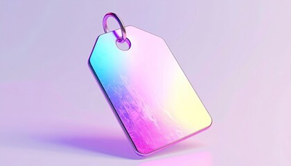 Shiny metallic tag with vibrant iridescent color gradients