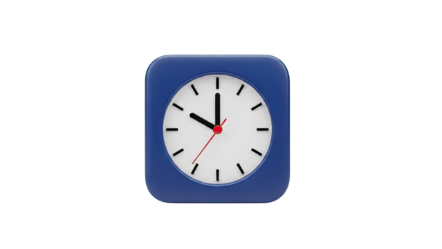Blue Square Clock on transparent background - Powered by Adobe