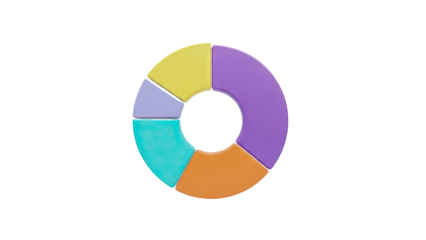Colorful pie chart segments transparent background