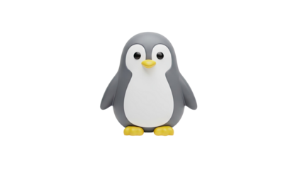 Cute cartoon penguin character on transparent background