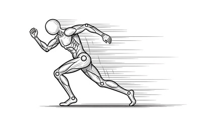 Obraz premium human anatomy running illustration depicting dynamic motion and athletic human body in action for sports science fitness and medical education