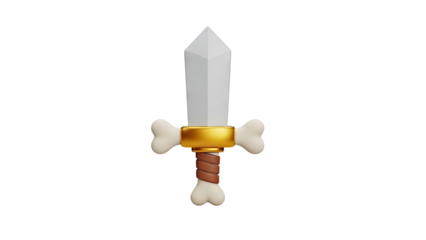 Cartoon Sword with Bone Guard and Handle on transparent background