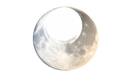 Lunar sphere with bright center, outer texture detail on black