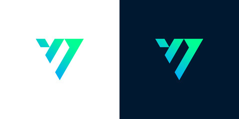 Sleek and professional abstract triangular icon featuring a colorful gradient, perfect for creating a memorable brand identity that conveys speed, efficiency, and contemporary style