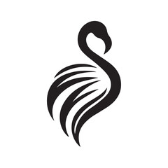 Abstract black flamingo bird logo design concept